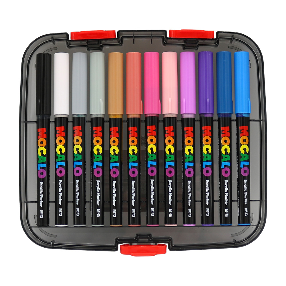 Popisovač M&G MOCALO Acrylic Marker, štetcový hrot (sada 24 farieb)