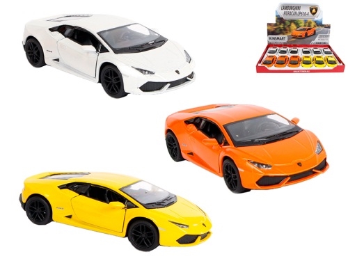 3asstd color(orange,white,yellow)13cm 1:36 die cast pull back Lamborghini Huracan 12pcs in