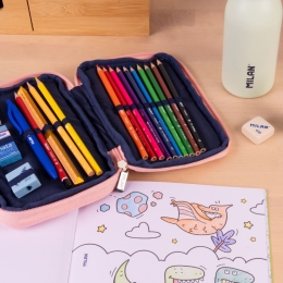 Pencil case 2-storey/filled MILAN - 1918 series, pink
