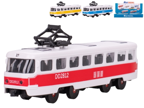 3asstd color (yellow,red,blue) 17cm plastic friction powered tram 12pcs in DBX