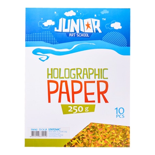 Dekoračný papier A4 Holografický žltý 250 g, sada 10 ks