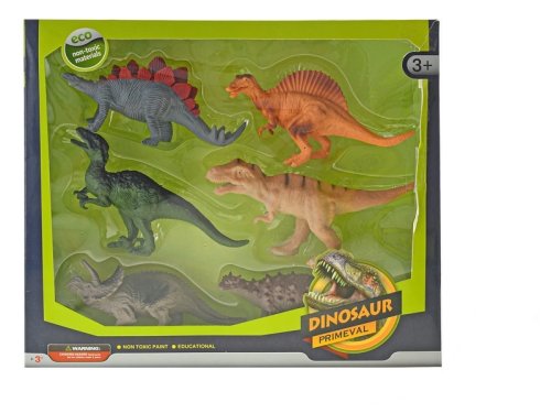 6pcs of 14-17cm plastic dinosaur in WBX