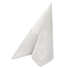 Airlaid napkins 40x40 cm Reverse Royal Lace silver-white