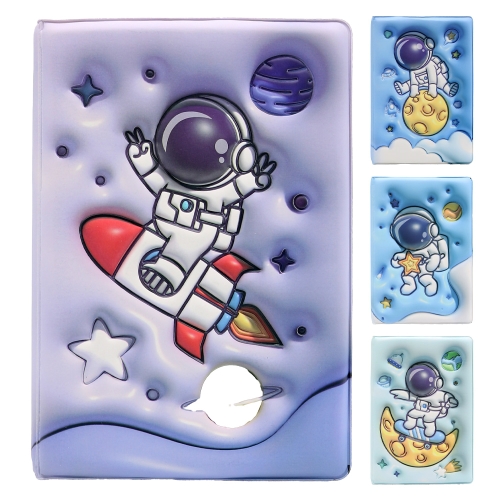 Grid notebook A5 / 80 sheets Cosmonaut, soft PU cover (mix of 4 designs)