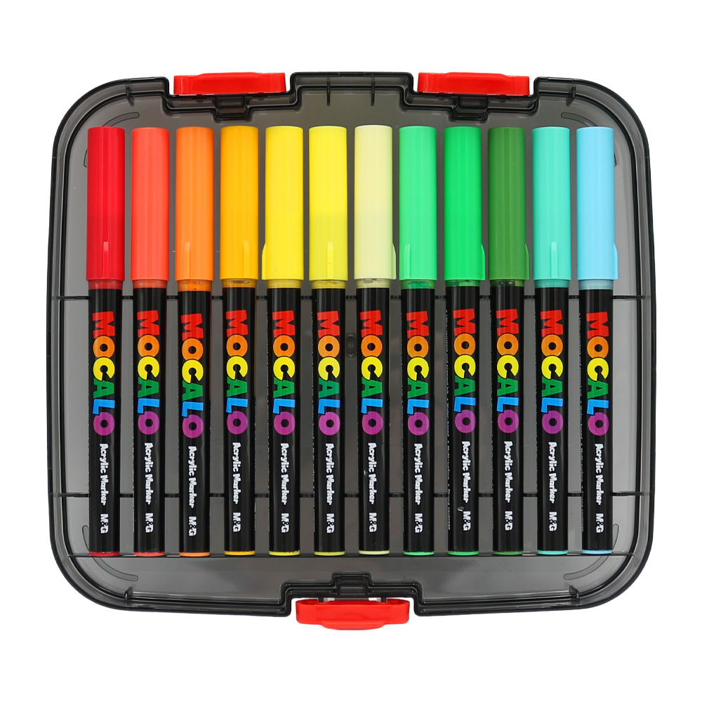 Popisovač M&G MOCALO Acrylic Marker, štetcový hrot (sada 24 farieb)