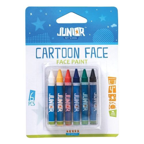 Cartoon face paints - set of 6 pcs (blister)