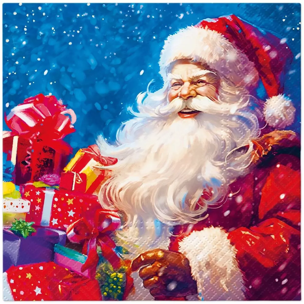 Obrúsky PAW L 33x33cm Santa Claus With Gift Boxes