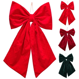 Decorative bow, 40x60 cm, burgundy with shiny gold rhinestones / 1 pc