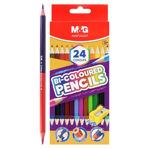 Double-sided, hexagonal M&G crayons - set of 24 colors / 12 pcs