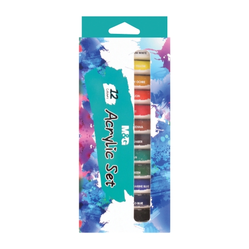 Acrylic paints M&G 12 ml - set of 12 pcs