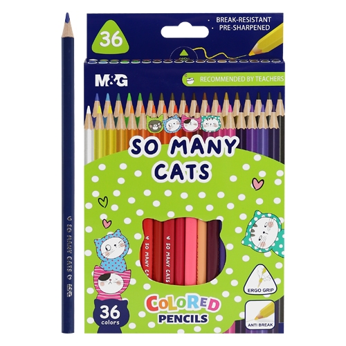 Crayons triangular M&G So Many Cats, set of 36 pcs