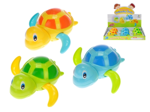 3asstd color (yellow,blue,green) 12cm plastic wind-up swimming turtle 6pcs in DBX