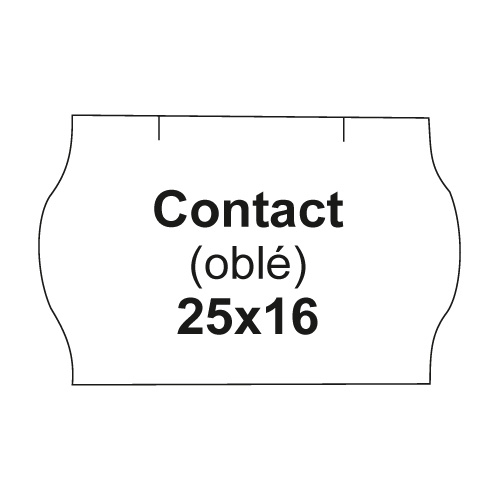 Etikety cen. CONTACT 25x16 oblé - 1125 etikiet/kotúčik, biele 