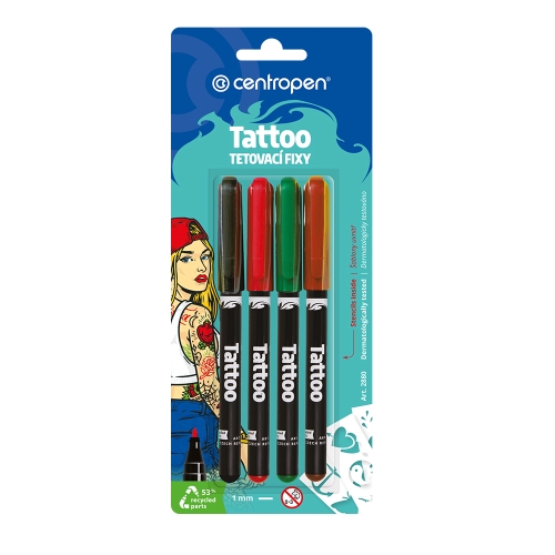 Marker CENTROPEN 2880 TATTOO - tattoo set/set of 4 pcs