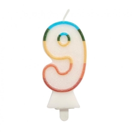 Cake candle - number "9" Bio glitter 8.5 cm