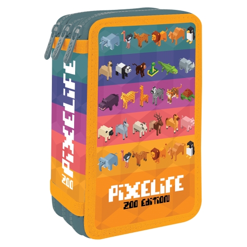 Pencil case empty - 3 bunk JUNIOR S8 - Pixelife Zoo Edition