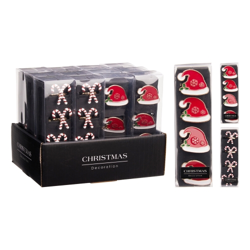Decorative napkin rings - Christmas red 50 mm, mix/set of 4