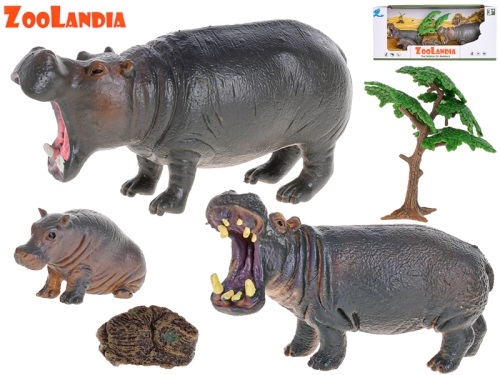Plastic hippopotamus w/cubs and accessories in OTB