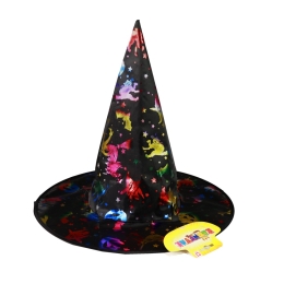 Wizard's hat for adults with a shiny, colorful print (1)