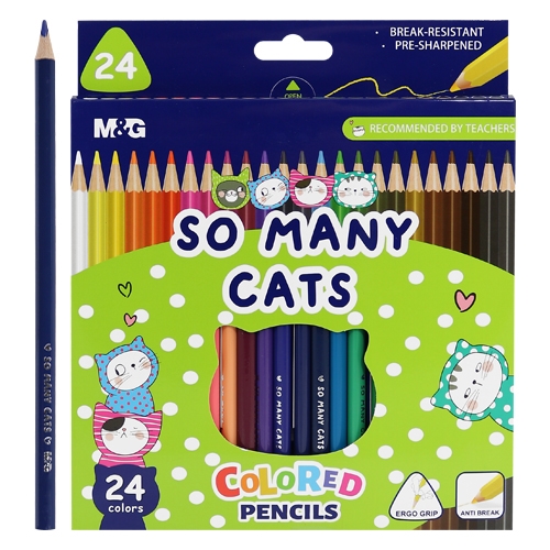 M&G Triangle Color Pencil 24 colors SO MANY CATS