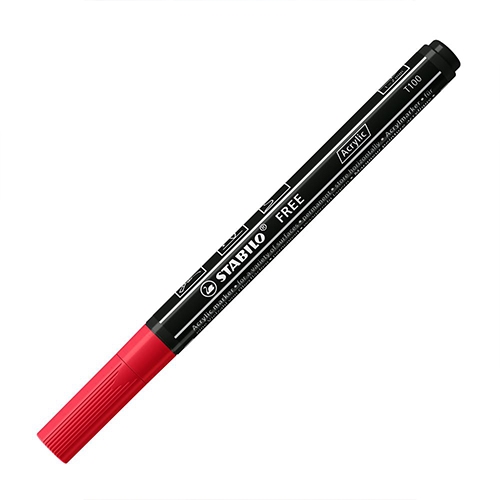 Acrylic marker STABILO FREE Acrylic T100 Round tip 1-2 mm - crimson