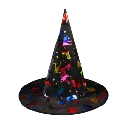 Wizard's hat for adults with a shiny, colorful print