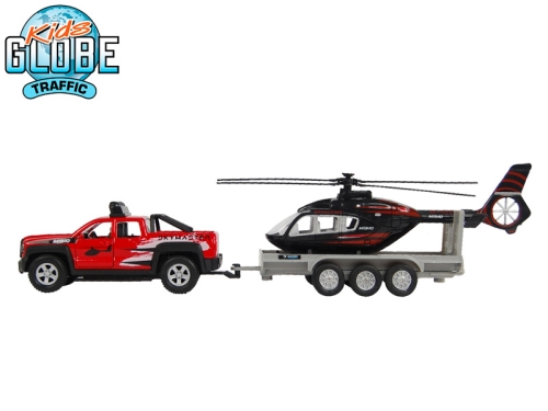 35cm Kids Globe Traffic off-road vehicle w/trailer and helicopter