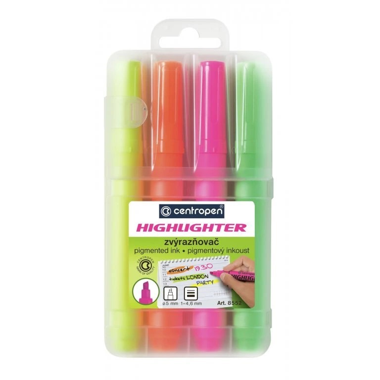 Zvýrazňovač Highlighter Centropen 8552 (sada 4 ks)
