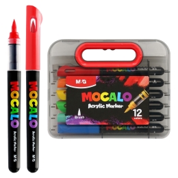 M&amp;G MOCALO Acrylic Marker, brush tip - set of 12 colours