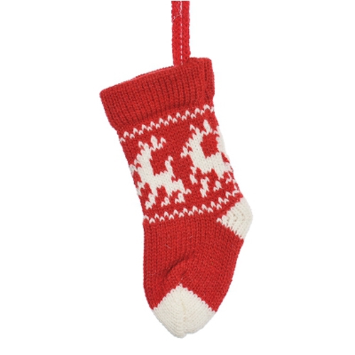 Vianočná ozdoba - štrikovaná červeno/biela ponožka 17 cm, 1ks
