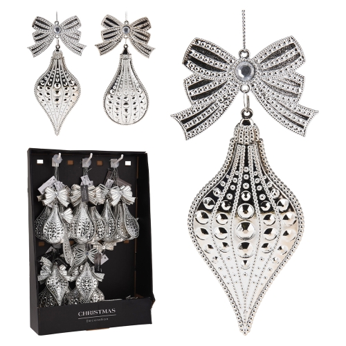 Christmas ornaments - penny, drop 165 mm, silver (2 variants)