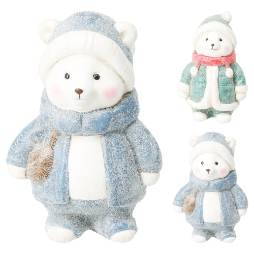 Standing polar bear in winter dress 105 mm (mix of 2 designs /price for 1 pc)