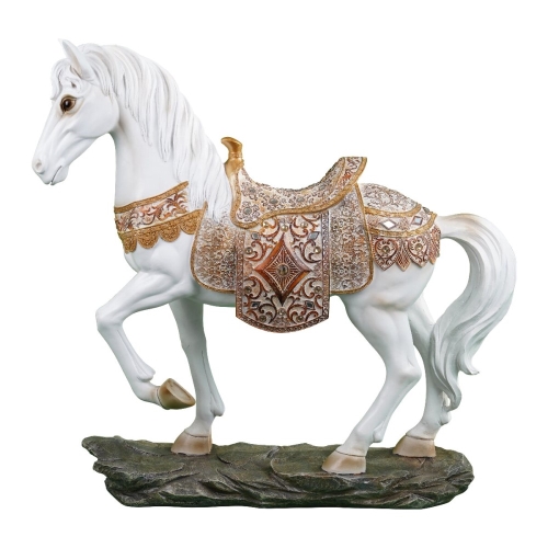 Dekorácia - koník Poly 67 cm, biely so sedlom