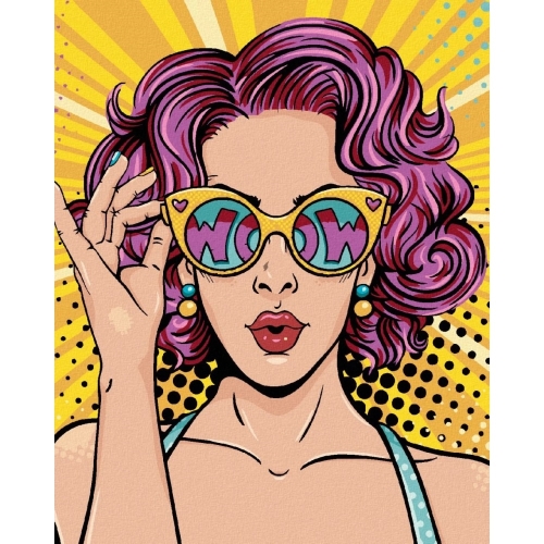 Diamantové maľovanie - POP-ART žena s ružovými vlasmi