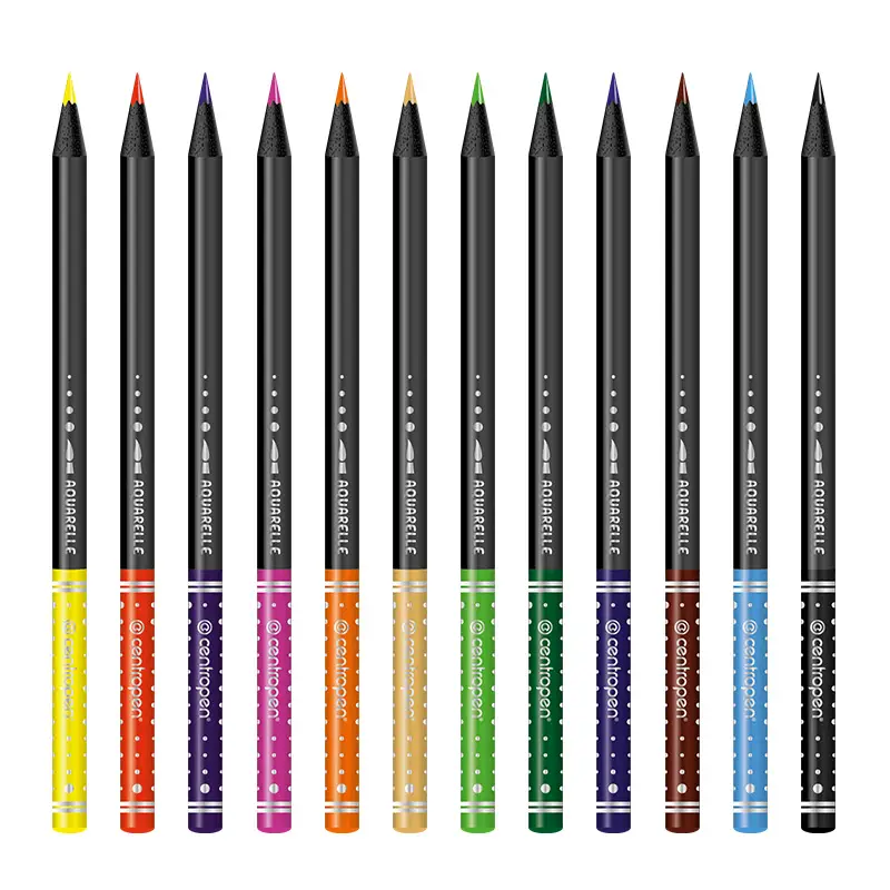Pastelky akvarelové CENTROPEN 9523/12+1 +štetec, okrúhle, tuha priem. 3,3 mm