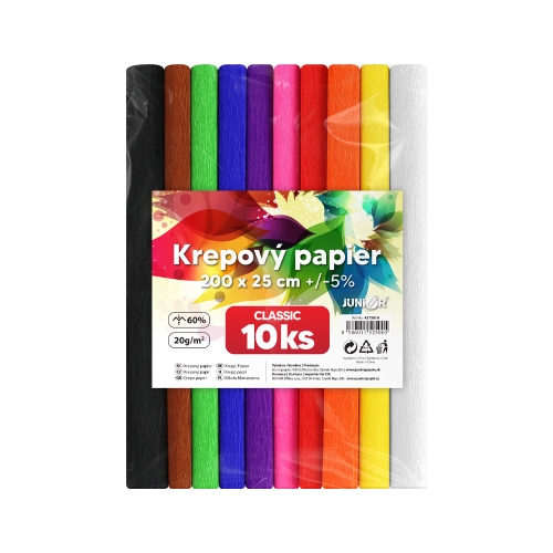 Crepe paper JUNIOR - set of 10 pcs., 25x200 cm