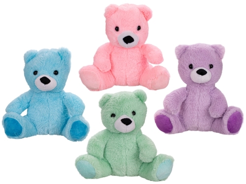 4asstd color (pink,green,blue,purple) 20cm plush sitting bear 0m+