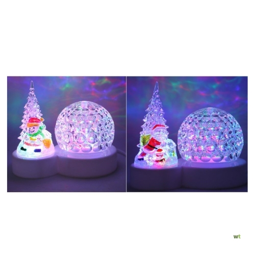 Vianočná guľa so stromčekom a LED svetlom (Mikuláš / snehuliak)