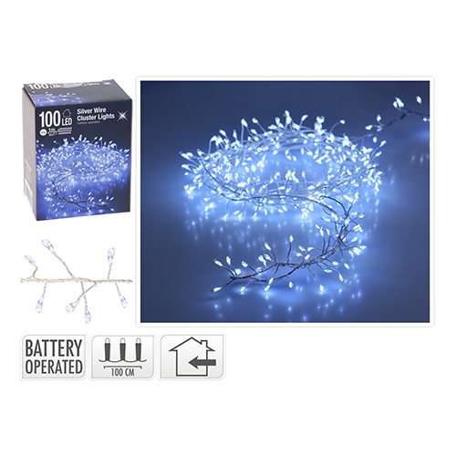 Svetelná reťaz 100 LED - studená biela, 1 m