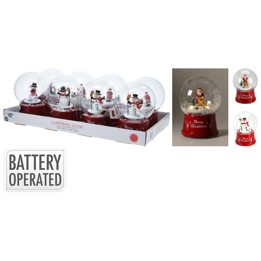 Snežná guľa s vianočnou scénou a LED osvetlením, 12 cm (mix 2 variant)