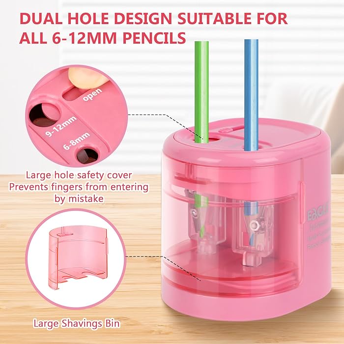 Strúhadlo elektrické EAGLE EG-5161 USB, dva otvory - ružová