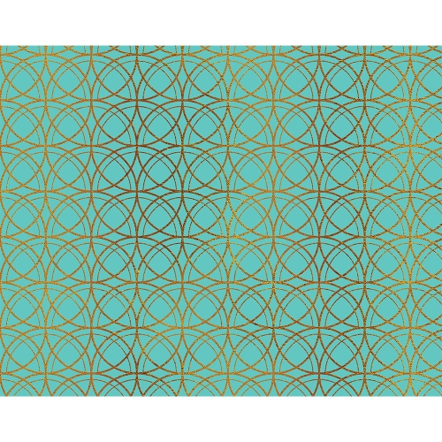 Gift wrapping paper FLORENTIA 70x100 cm - turquoise with gold pattern