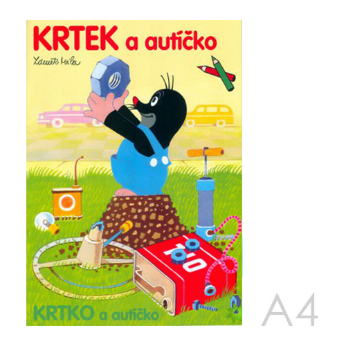 Omaľovánka A4 Akim - Krtko a autíčko