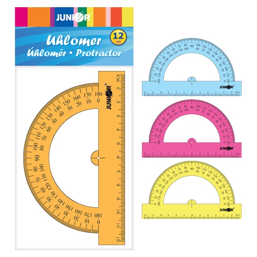 Protractor 12 cm, transparent/colored