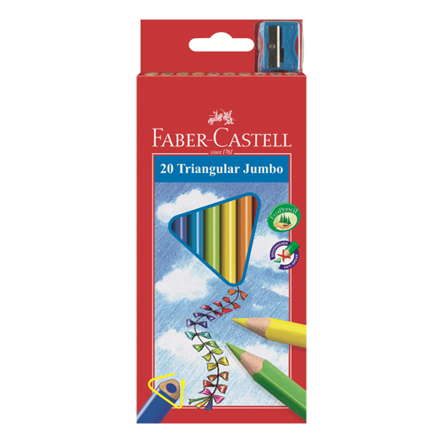ECO pastelky Faber-Castell trojhranné so strúhadlom 12ks, farebné