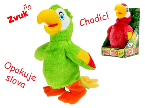 20cm BO "try me" plush walking parrot w/voice 12m+ in OTB