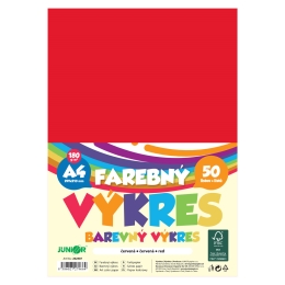 Farebný výkres A4 180g/m2, bal/50 ks - červená