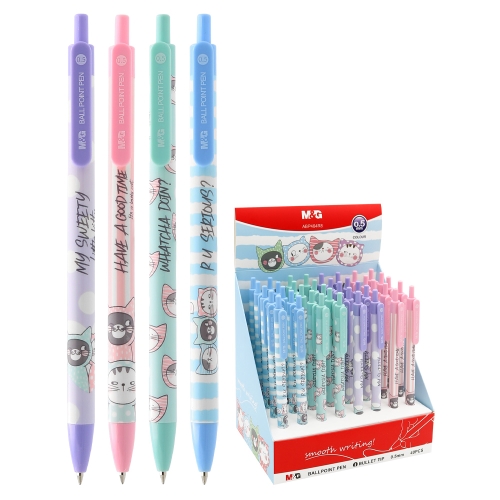 M&G SMC Pastel ballpoint pen, tip 0.5 mm, blue refill (4 designs), blue ink