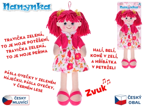 1style red color 50cm BO "try me" stuffed body doll Nanynka w/Czech speaking & singing 0m+