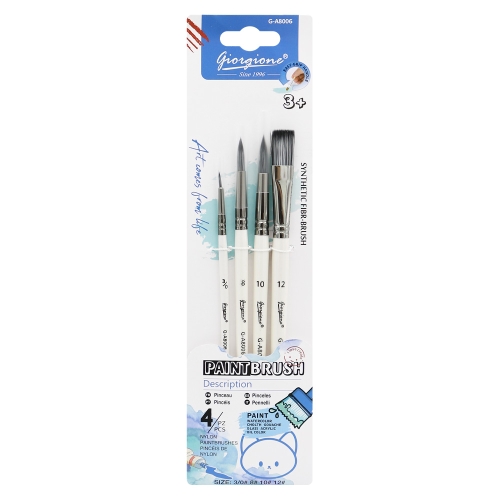 Set of flat and round brushes (4 pcs) on blister
